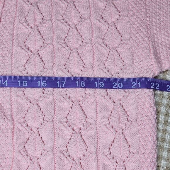 Cuddle Knit Wintuk Pink V Neck Button Up Open Knit Cardigan Sweater Vintage 60s - Picture 8 of 10